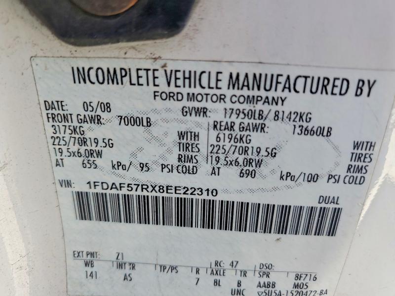 2008 Ford F550 მანქანა იყიდება აუქციონზე, vin: 1FDAF57RX8EE22310, აუქციონის ნომერი: 53039776