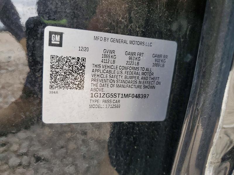 Aukcja sprzedaży 2021 Chevrolet Malibu, vin: 1G1ZG5ST1MF048397, numer aukcji: 52263676