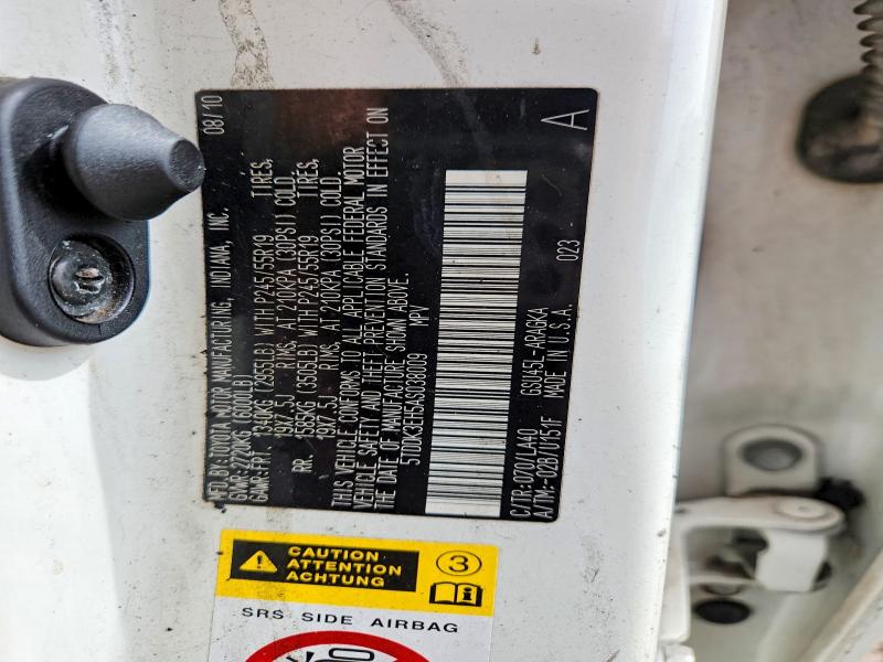 53639516 :رقم المزاد ، 5TDDK3EH5AS038009 vin ، 2010 Toyota Highlander مزاد بيع