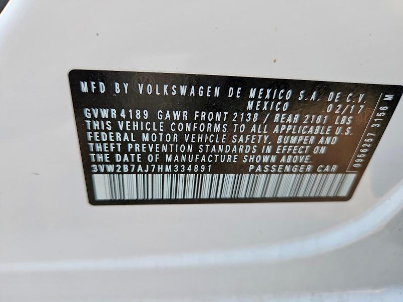 54914916 :رقم المزاد ، 3VW2B7AJ7HM334891 vin ، 2017 Volkswagen Jetta مزاد بيع