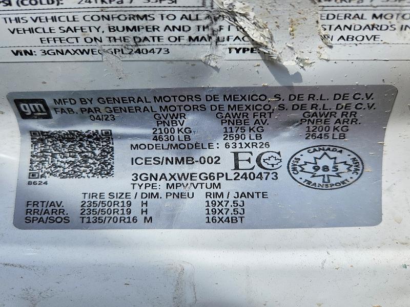 Aukcja sprzedaży 2023 Chevrolet Equinox, vin: 3GNAXWEG6PL240473, numer aukcji: 50360936
