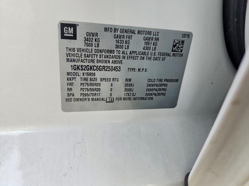 Aukcja sprzedaży 2016 Gmc Yukon Xl, vin: 1GKS2GKC6GR250453, numer aukcji: 55185216