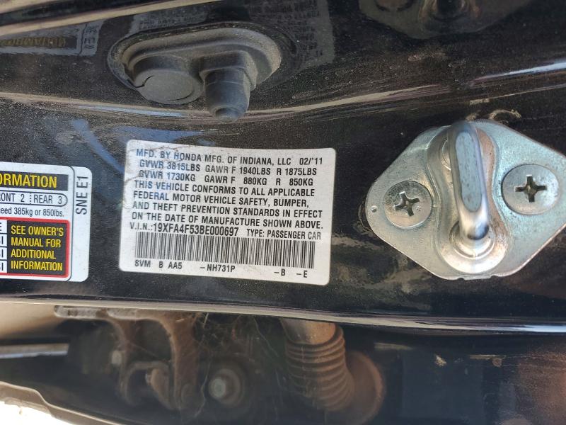 Продаж на аукціоні авто 2011 Honda Civic, vin: 19XFA4F53BE000697, номер лоту: 52411166