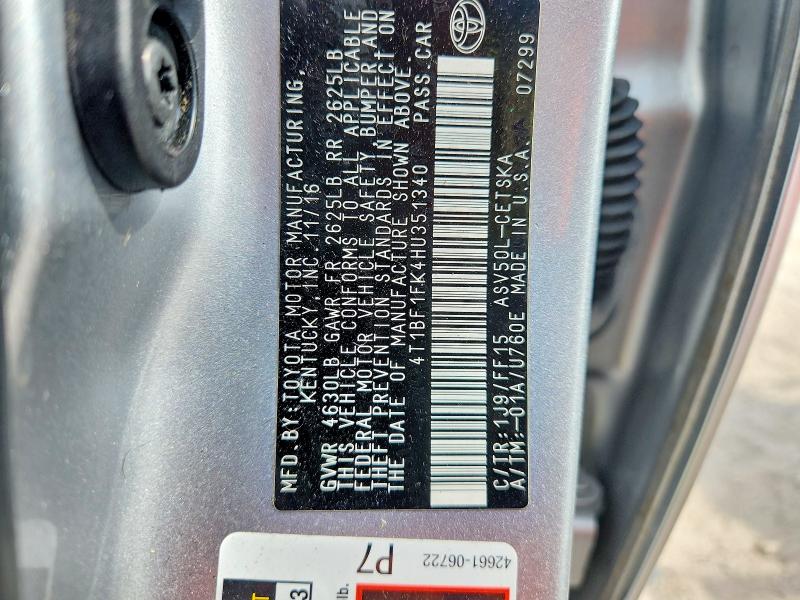 Aukcja sprzedaży 2017 Toyota Camry, vin: 4T1BF1FK4HU351340, numer aukcji: 53067586