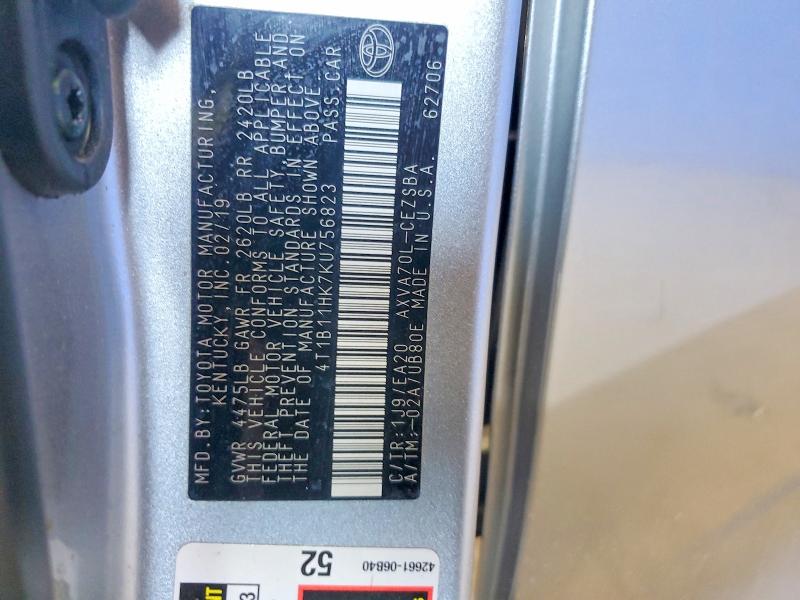 Aukcja sprzedaży 2019 Toyota Camry, vin: 4T1B11HK7KU756823, numer aukcji: 55138946