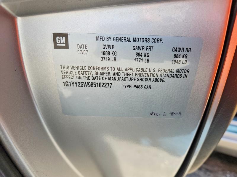 Продажа на аукционе авто 2008 Chevrolet Corvette, vin: 1G1YY25W985102277, номер лота: 52132876