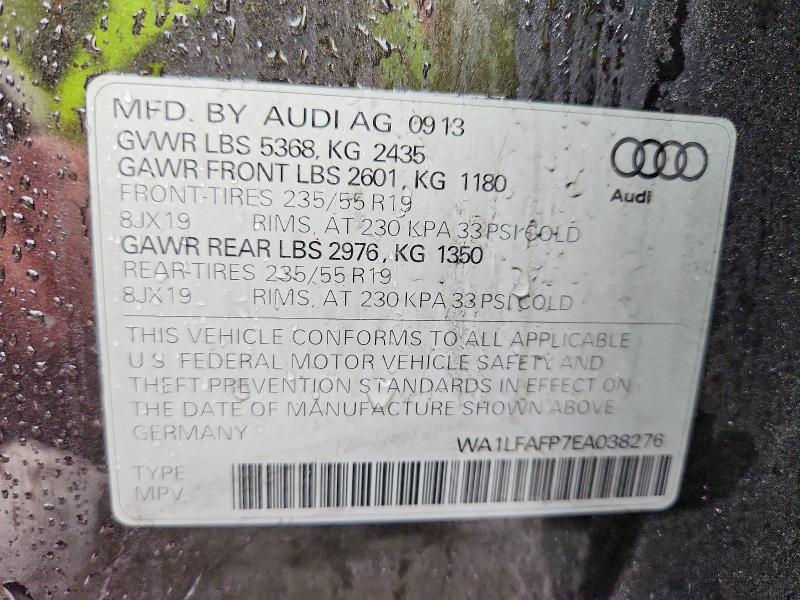 52991416 :رقم المزاد ، WA1LFAFP7EA038276 vin ، 2014 Audi Q5 مزاد بيع