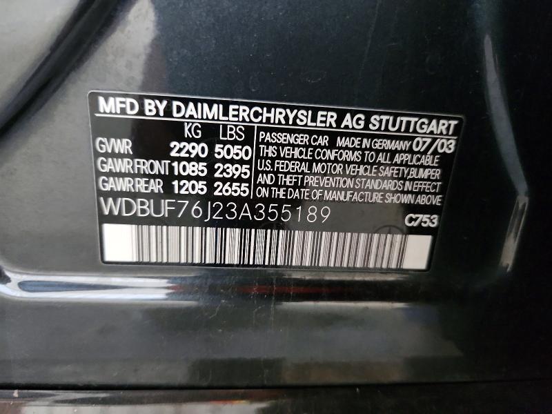 Aukcja sprzedaży 2003 Mercedes-benz E, vin: WDBUF76J23A355189, numer aukcji: 54113426