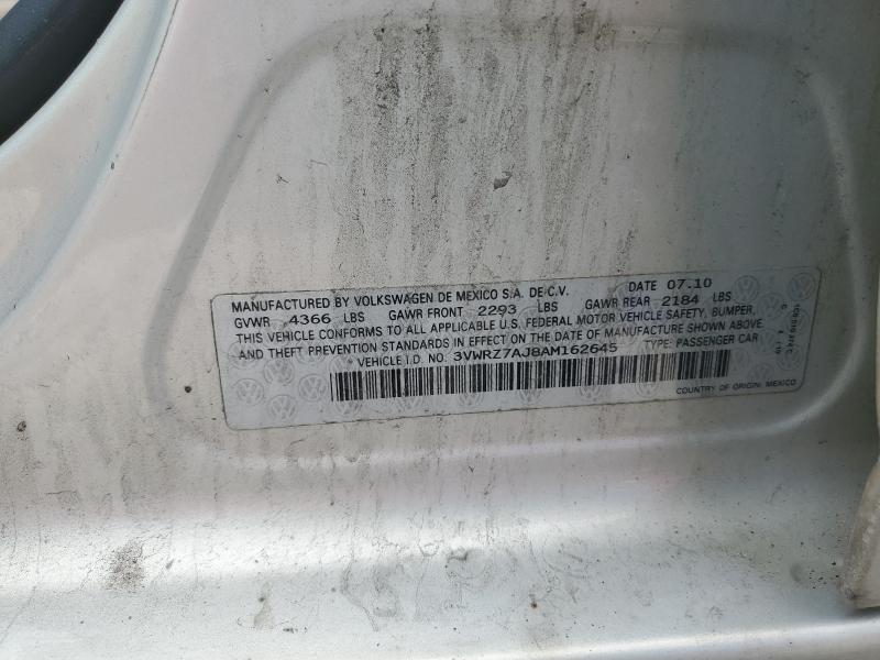 Продаж на аукціоні авто 2010 Volkswagen Jetta, vin: 3VWRZ7AJ8AM162645, номер лоту: 54670696