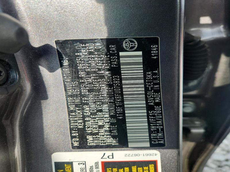 54044996 :رقم المزاد ، 4T1BF1FK6FU075823 vin ، 2015 Toyota Camry مزاد بيع