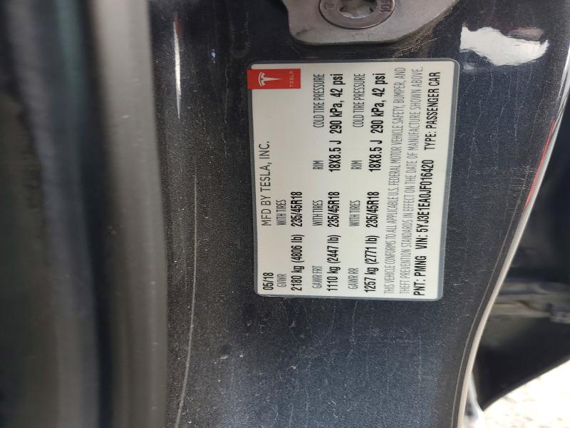 Auction sale of the 2018 Tesla Model 3, vin: 5YJ3E1EA0JF016420, lot number: 53850856