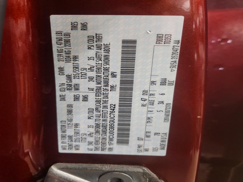 Продажа на аукционе авто 2016 Ford Escape, vin: 1FMCU0G95GUC76422, номер лота: 52077546