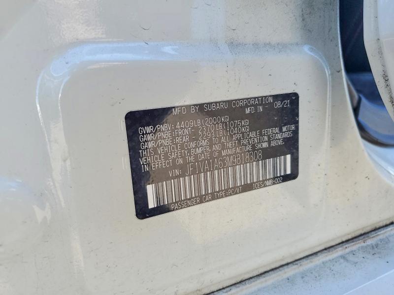 Aukcja sprzedaży 2021 Subaru Wrx, vin: JF1VA1A63M9818308, numer aukcji: 53939376