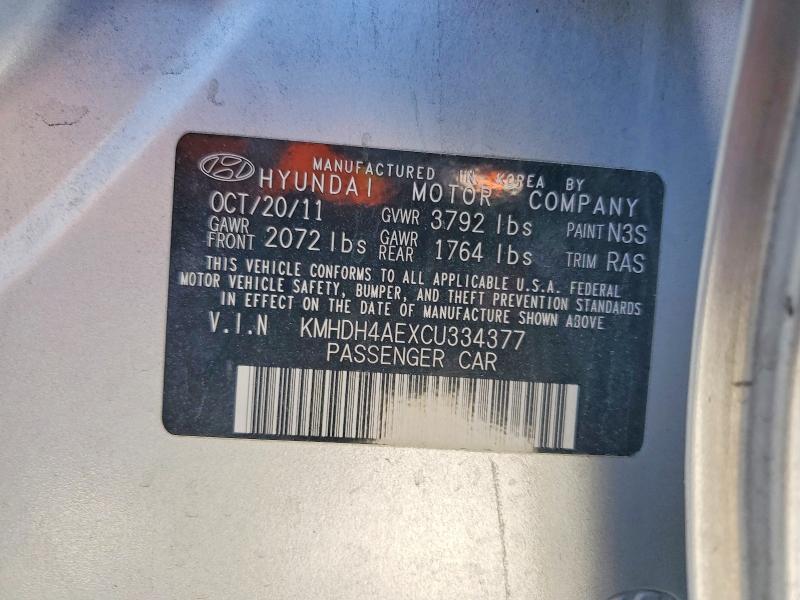 Aukcja sprzedaży 2012 Hyundai Elantra, vin: KMHDH4AEXCU334377, numer aukcji: 53122136