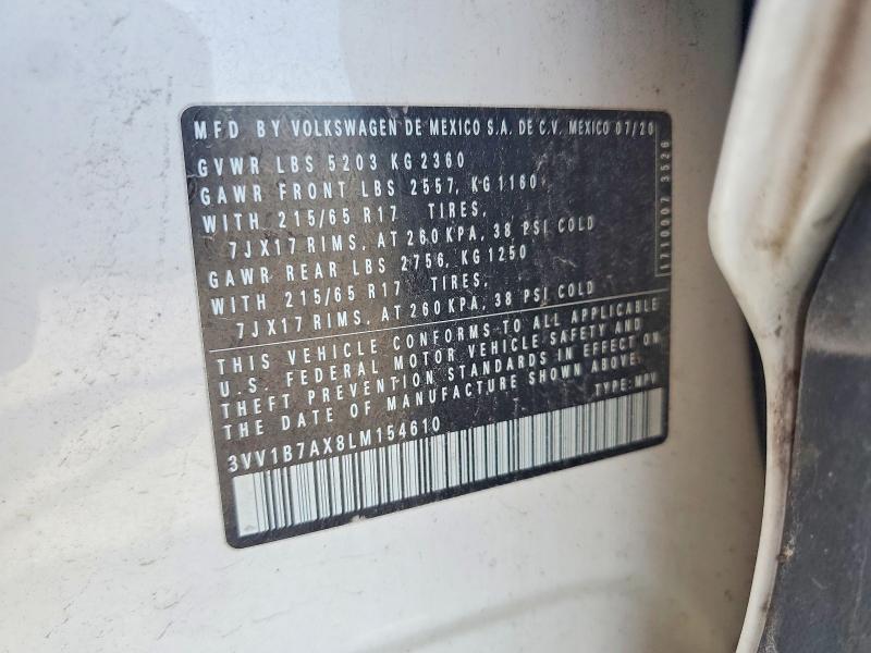 Продаж на аукціоні авто 2020 Volkswagen Tiguan, vin: 3VV1B7AX8LM154610, номер лоту: 53205596