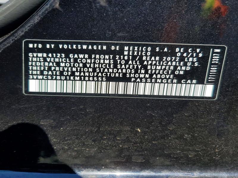 Продажа на аукционе авто 2019 Volkswagen Jetta, vin: 3VWC57BU1KM186555, номер лота: 51676176