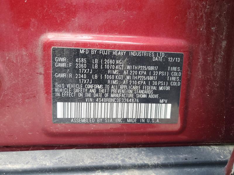 Auction sale of the 2014 Subaru Outback, vin: 4S4BRBNC3E3264876, lot number: 54833356