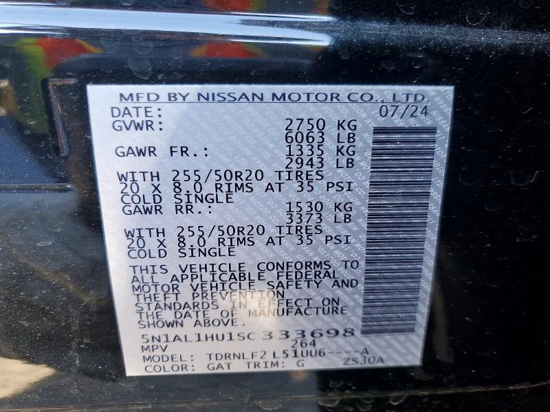 51967226 :رقم المزاد ، 5N1AL1HU1SC333698 vin ، 2025 Infiniti Qx60 مزاد بيع