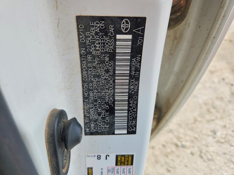 Aukcja sprzedaży 2010 Toyota Prius, vin: JTDKN3DU0A0144836, numer aukcji: 52706706
