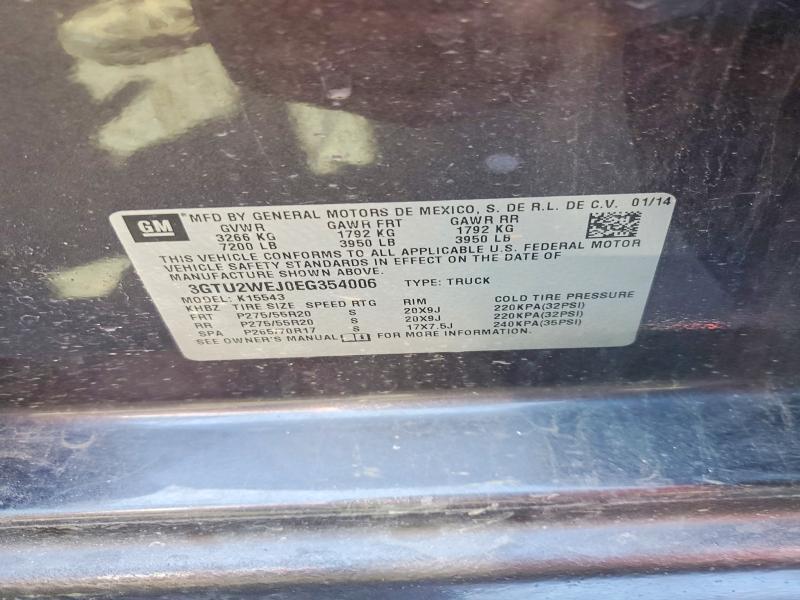 Aukcja sprzedaży 2014 Gmc Sierra, vin: 3GTU2WEJ0EG354006, numer aukcji: 52085966