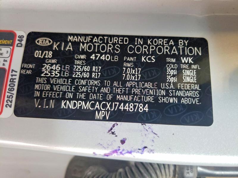 53953526 :رقم المزاد ، KNDPMCACXJ7448784 vin ، 2018 Kia Sportage مزاد بيع