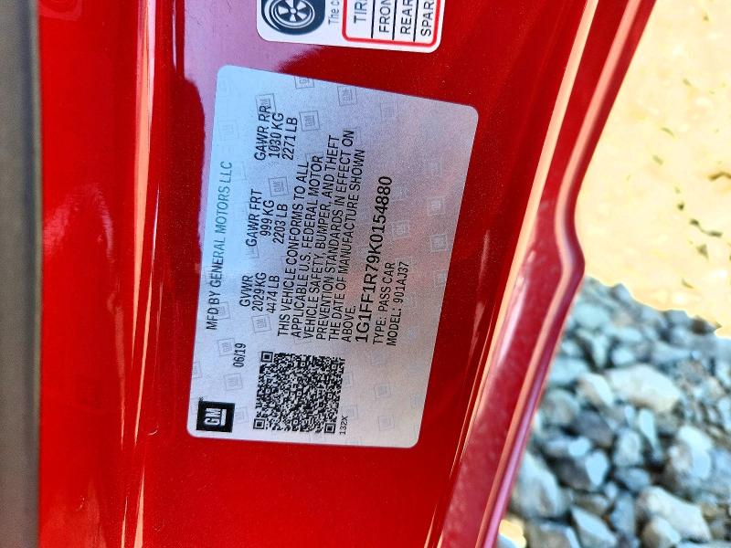 Aukcja sprzedaży 2019 Chevrolet Camaro, vin: 1G1FF1R79K0154880, numer aukcji: 52188866