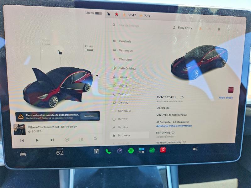 Продажа на аукционе авто 2018 Tesla Model 3, vin: 5YJ3E1EA8JF037693, номер лота: 52383156