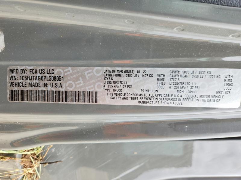 2023 Jeep Gladiator მანქანა იყიდება აუქციონზე, vin: 1C6HJTAG6PL508051, აუქციონის ნომერი: 52039466