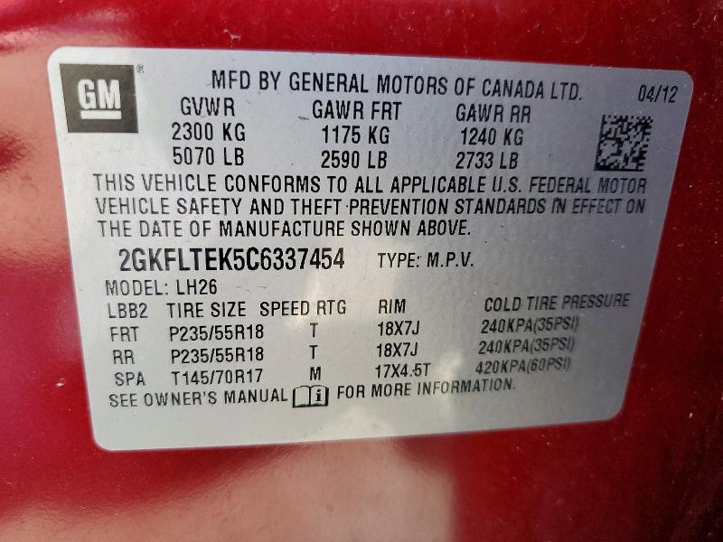 Продаж на аукціоні авто 2012 Gmc Terrain, vin: 2GKFLTEK5C6337454, номер лоту: 54298736