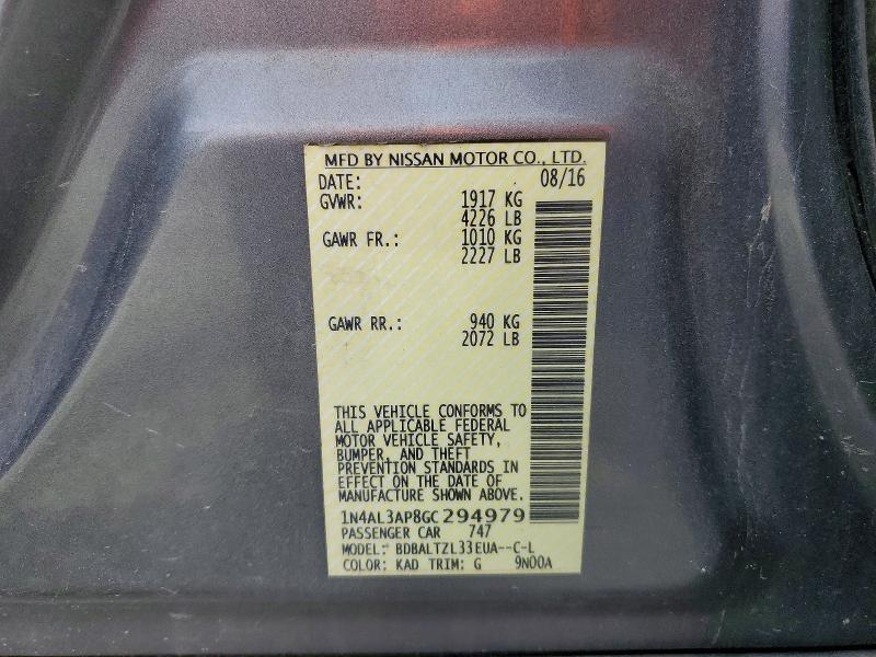 52432356 :رقم المزاد ، 1N4AL3AP8GC294979 vin ، 2016 Nissan Altima مزاد بيع