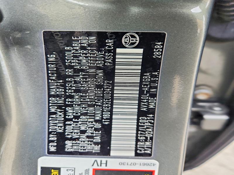 52457566 :رقم المزاد ، 4T1BD1EB2EU034272 vin ، 2014 Toyota Avalon Hybrid مزاد بيع