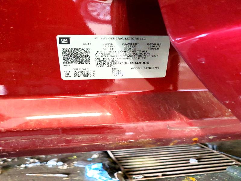 Aukcja sprzedaży 2017 Gmc Yukon, vin: 1GKS2BKC8HR348906, numer aukcji: 53010416