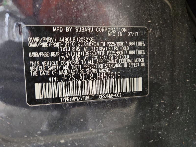 Продажа на аукционе авто 2018 Subaru Forester, vin: JF2SJAEC8JH452619, номер лота: 53580536