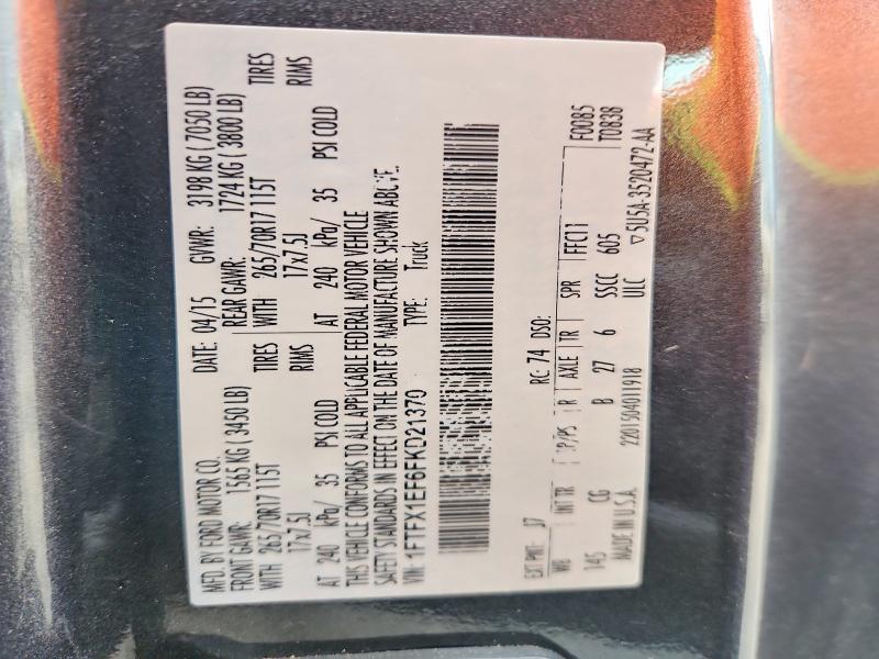 2015 Ford F150 მანქანა იყიდება აუქციონზე, vin: 1FTFX1EF6FKD21370, აუქციონის ნომერი: 52682096