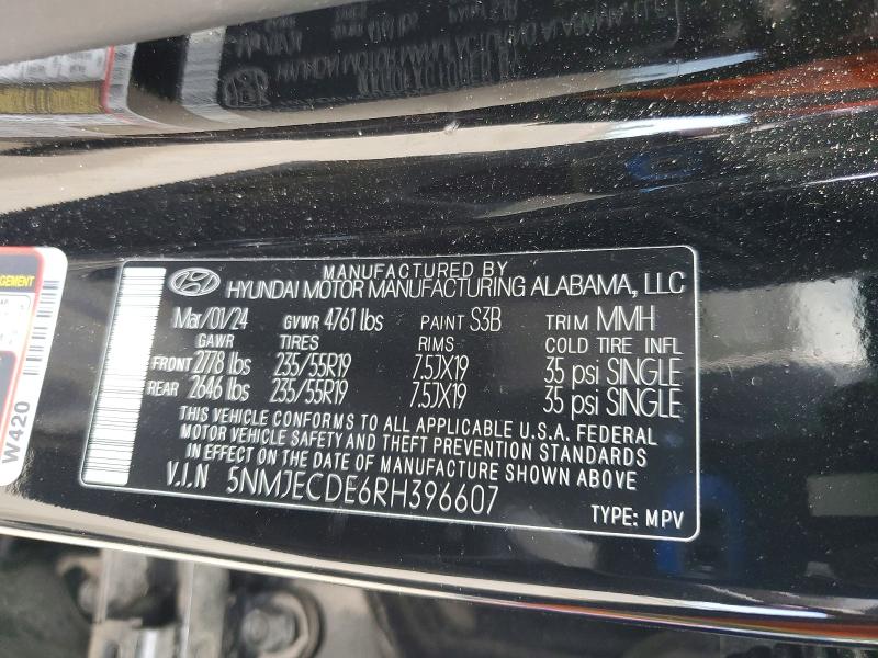 Продажа на аукционе авто 2024 Hyundai Tucson, vin: 5NMJECDE6RH396607, номер лота: 53653276