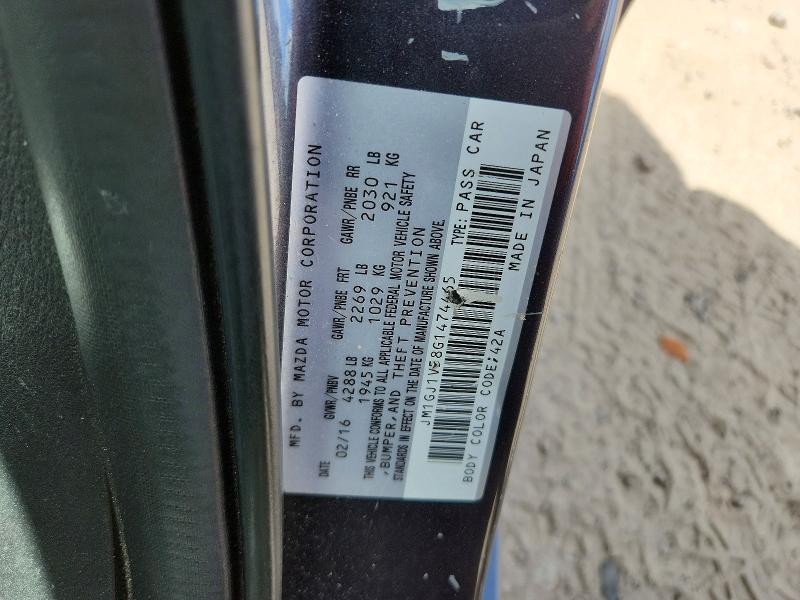 52291246 :رقم المزاد ، JM1GJ1V58G1474465 vin ، 2016 Mazda 6 مزاد بيع
