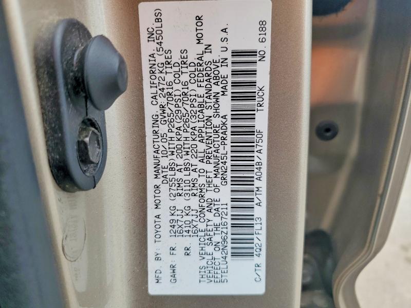 Продажа на аукционе авто 2006 Toyota Tacoma, vin: 5TELU42N96Z167211, номер лота: 54959766