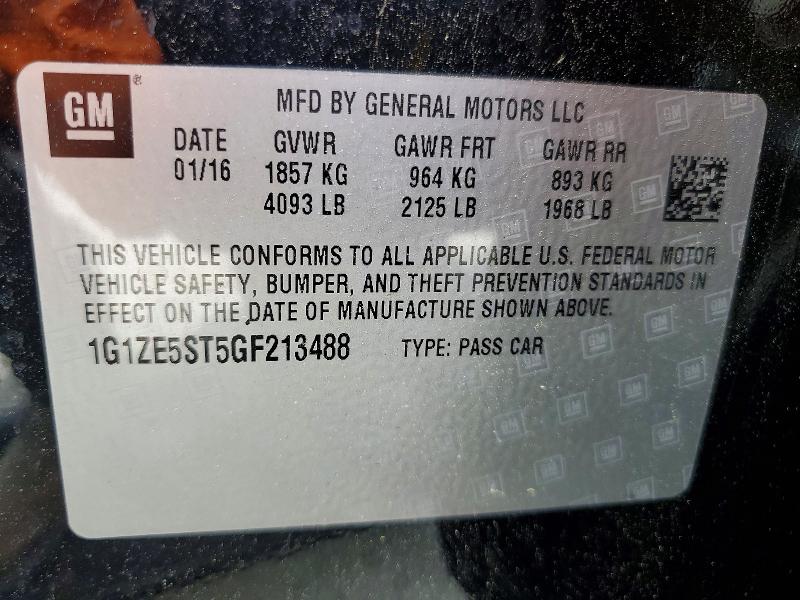 54622696 :رقم المزاد ، 1G1ZE5ST5GF213488 vin ، 2016 Chevrolet Malibu مزاد بيع
