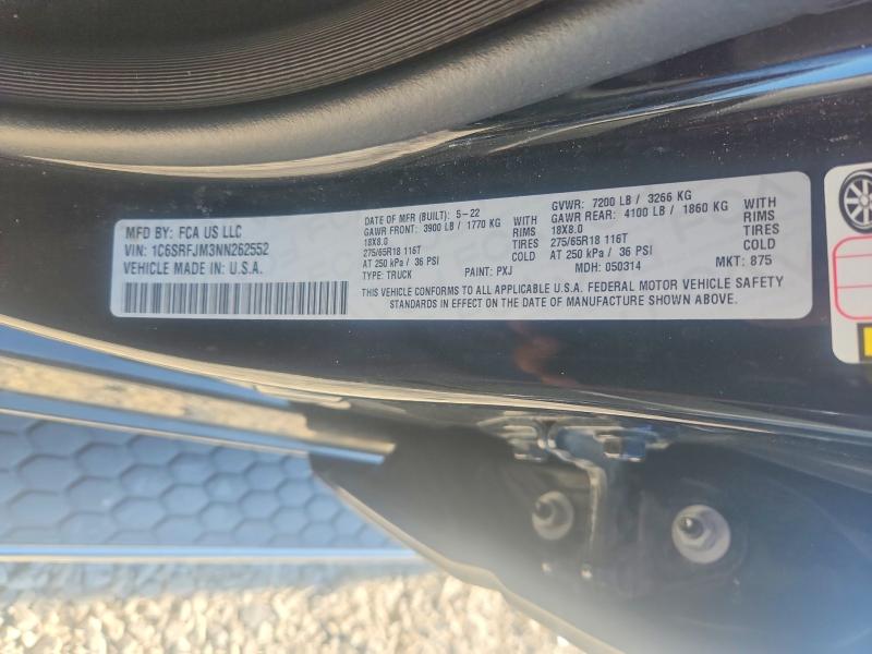 Продажа на аукционе авто 2022 Ram 1500, vin: 1C6SRFJM3NN262552, номер лота: 53078836