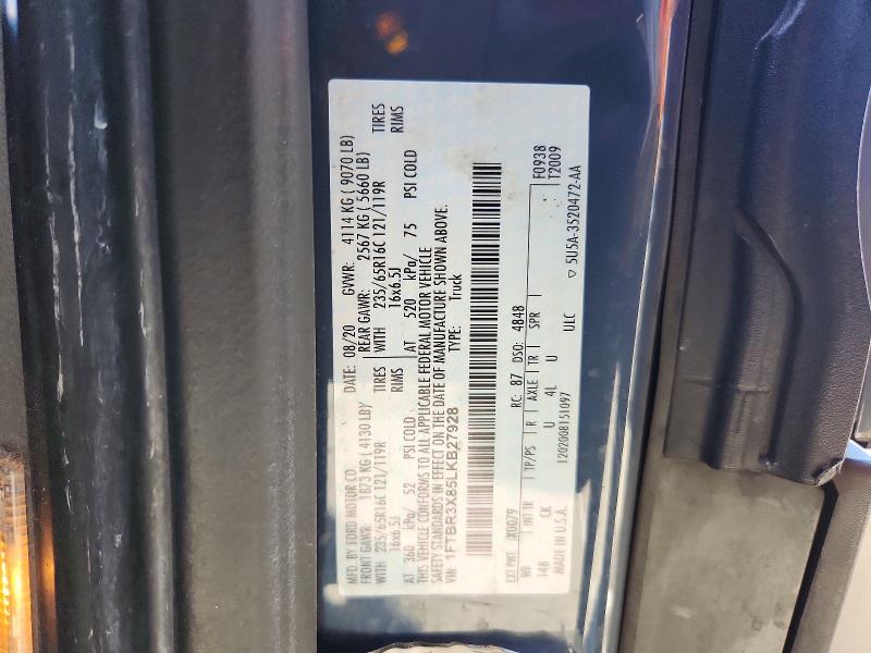 55447476 :رقم المزاد ، 1FTBR3X85LKB27928 vin ، 2020 Ford Transit مزاد بيع