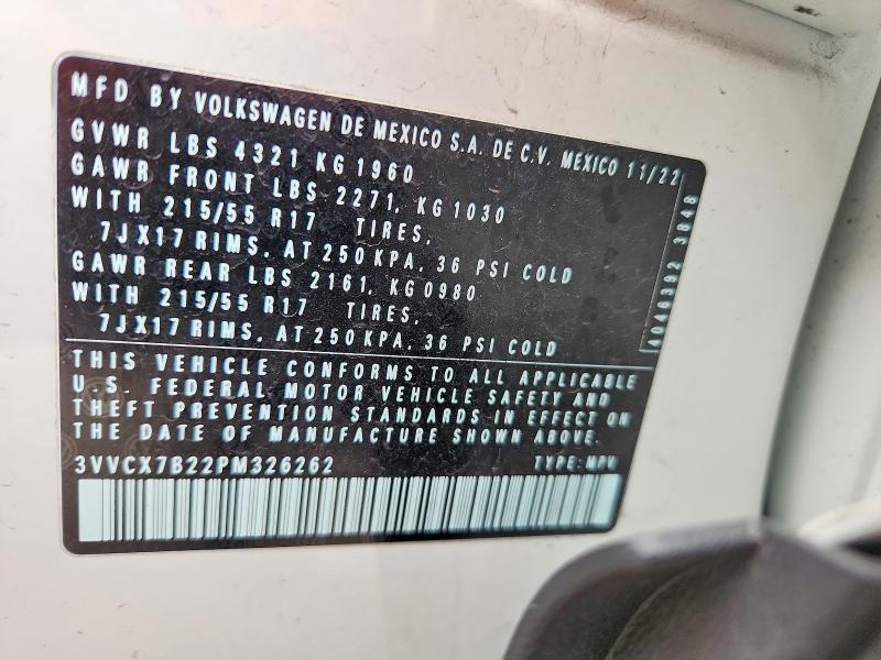 2023 Volkswagen Taos მანქანა იყიდება აუქციონზე, vin: 3VVCX7B22PM326262, აუქციონის ნომერი: 52901556