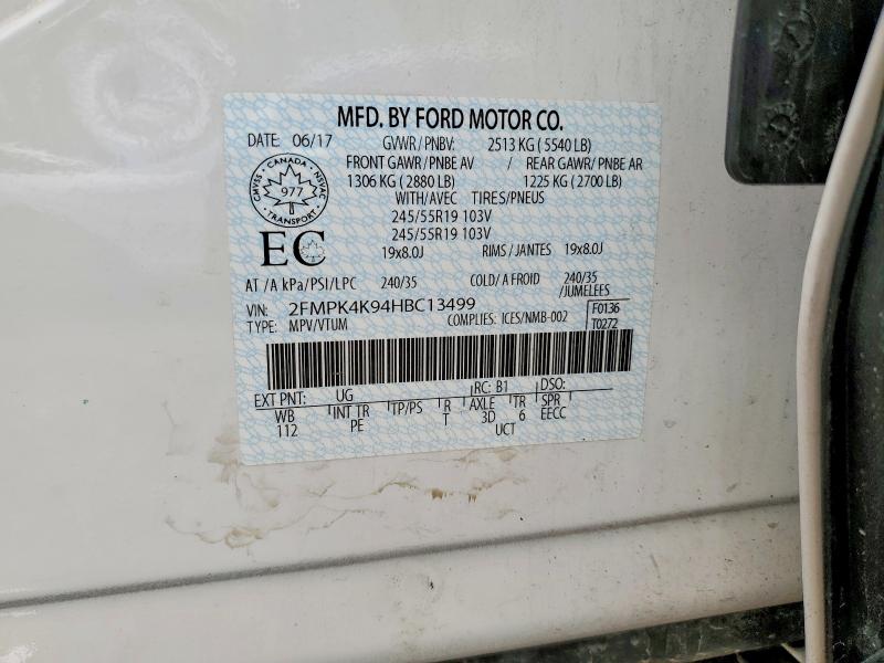 Продажа на аукционе авто 2017 Ford Edge, vin: 2FMPK4K94HBC13499, номер лота: 53797966