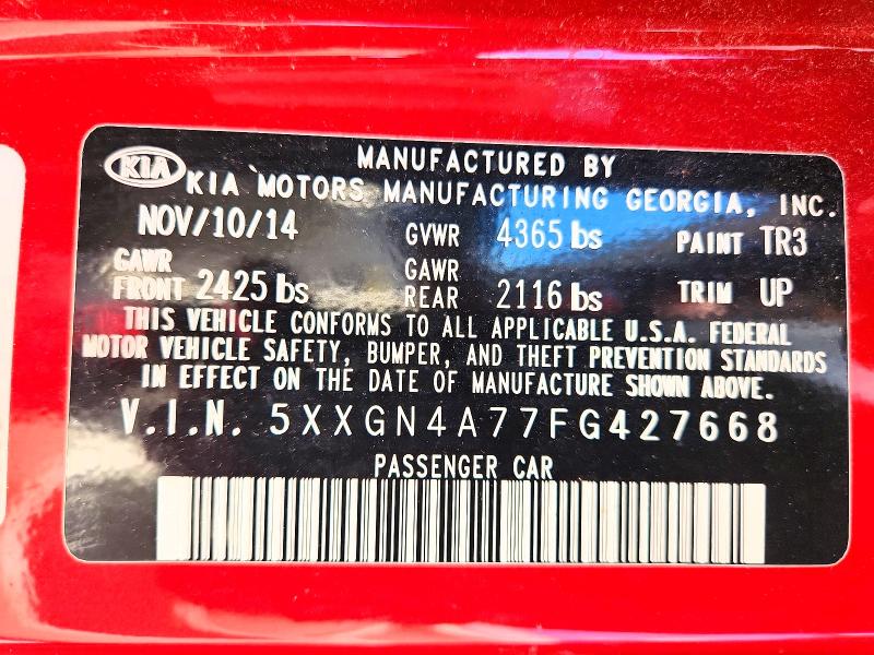 Продаж на аукціоні авто 2015 Kia Optima, vin: 5XXGN4A77FG427668, номер лоту: 53588176
