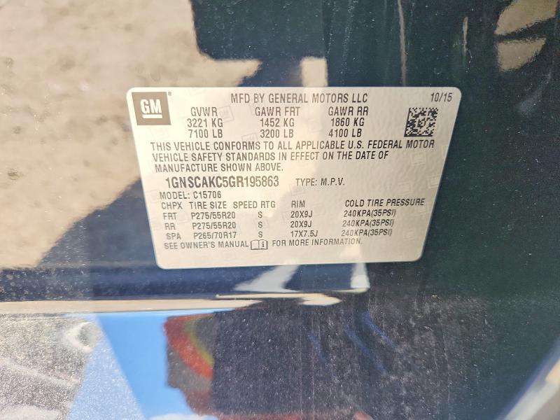 53770026 :رقم المزاد ، 1GNSCAKC5GR195863 vin ، 2016 Chevrolet Tahoe مزاد بيع