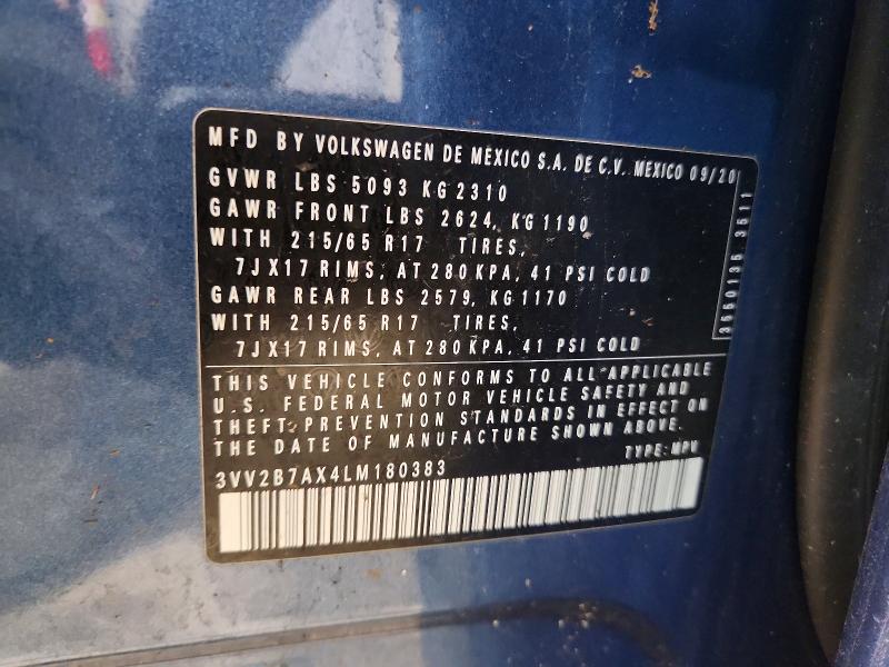Aukcja sprzedaży 2020 Volkswagen Tiguan, vin: 3VV2B7AX4LM180383, numer aukcji: 53314526