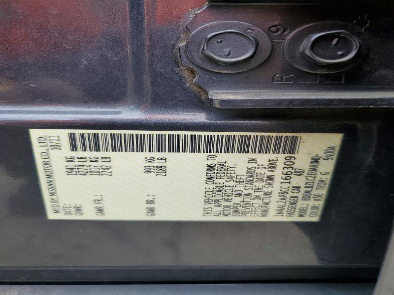 53365496 :رقم المزاد ، 1N4AL2AP8CC166309 vin ، 2012 Nissan Altima مزاد بيع