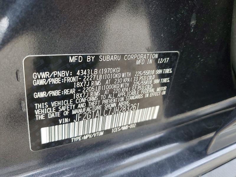 Продаж на аукціоні авто 2018 Subaru Crosstrek, vin: JF2GTALC7JH283261, номер лоту: 54632596