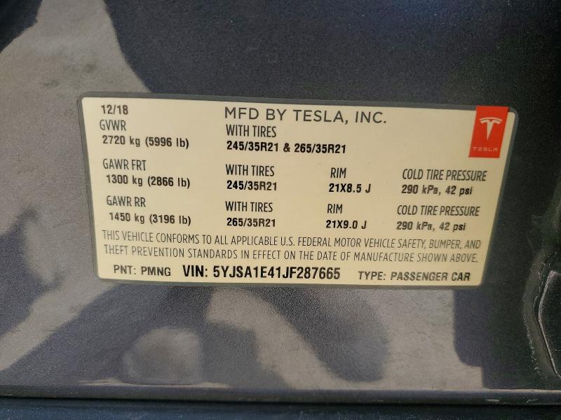 Aukcja sprzedaży 2018 Tesla Model S, vin: 5YJSA1E41JF287665, numer aukcji: 54472406