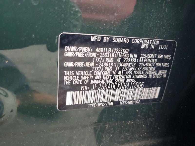 Продажа на аукционе авто 2022 Subaru Forester, vin: JF2SKADCXNH410506, номер лота: 52922556