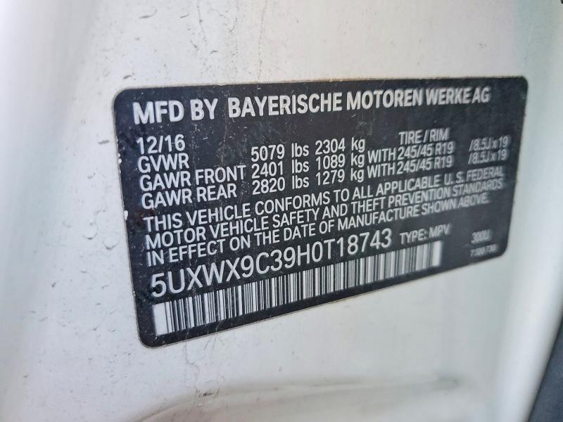 51773766 :رقم المزاد ، 5UXWX9C39H0T18743 vin ، 2017 Bmw X3 مزاد بيع